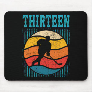13th Birthday Retro Ice Hockey 13 Years Old Boy Gi Mouse Mat