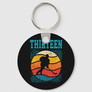 13th Birthday Retro Ice Hockey 13 Years Old Boy Key Ring