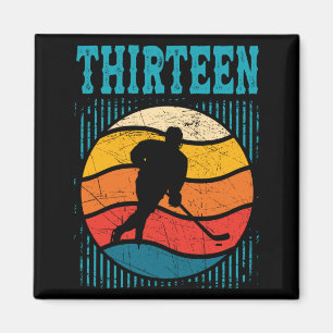 13th Birthday Retro Ice Hockey 13 Years Old Boy Magnet