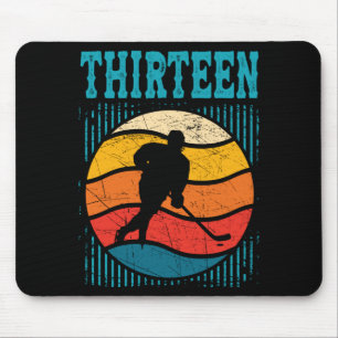13th Birthday Retro Ice Hockey 13 Years Old Boy Mouse Mat