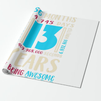 13th Birthday Shirt for Kids Gift Age 13 Year Old  Wrapping Paper