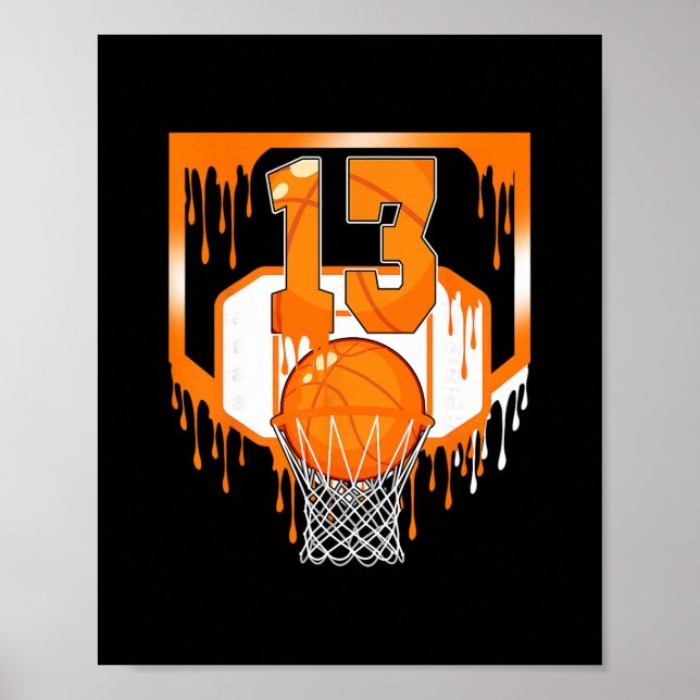 13th Birthday Sketll Drip Ice Cream 13 Year Old Pa Poster (Front)