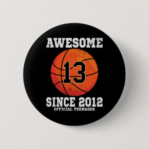 13th Birthday Sketll Fan 13 Years Old Official Tee 6 Cm Round Badge