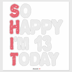 13th Birthday So Happy I'm 13 Today Gift Funny