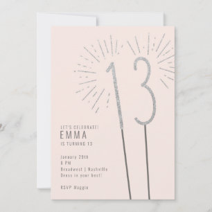 13th Birthday Sparkler Girl's Invitation
