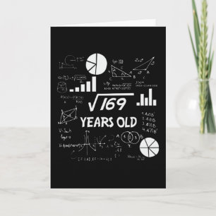 13th Birthday Square Root Math 13 Years Old Bday Card