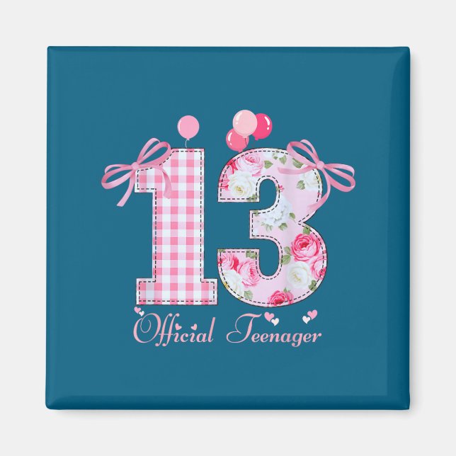 13th Birthday Teenager Coquette Bow 13 Year Old  Magnet (Front)