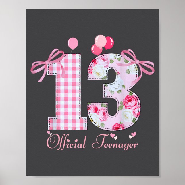 13th Birthday Teenager Coquette Bow 13 Year Old  Poster (Front)