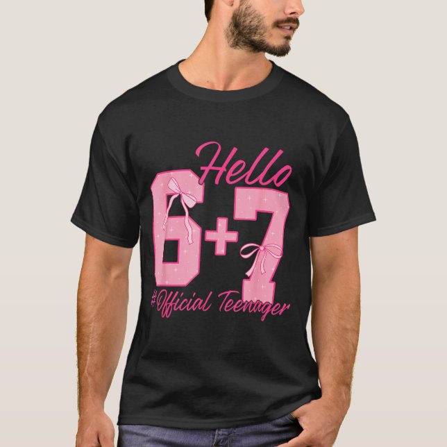 13th Birthday Teenager Six Seven Coquette Bow 6 7  T-Shirt (Front)