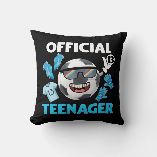 13th Birthday Teenager Soccer Player Football Cushion (Front)