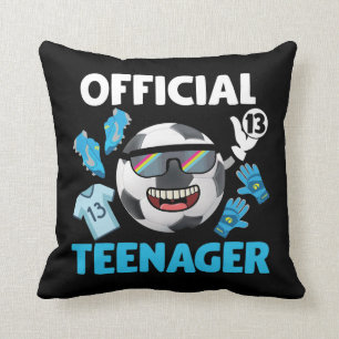 13th Birthday Teenager Soccer Player Football Cushion