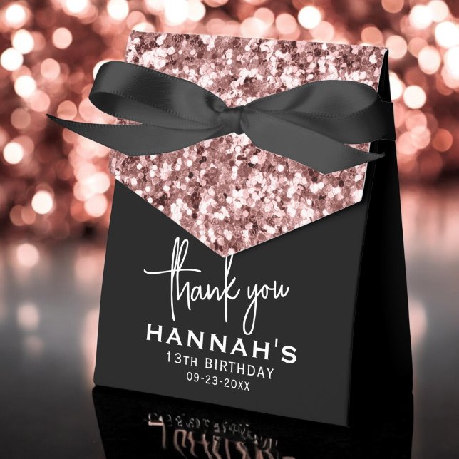 13th Birthday Thank You Rose Gold Glitter Script Favour Box (Creator Uploaded)