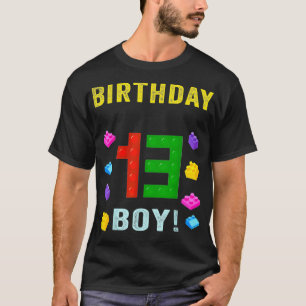 13th Birthday Thirteen 13 Years Old Block Building T-Shirt