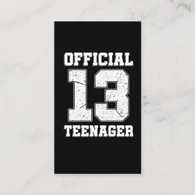 13th Birthday Thirteen Years Old Official Teenager Business Card (Front)