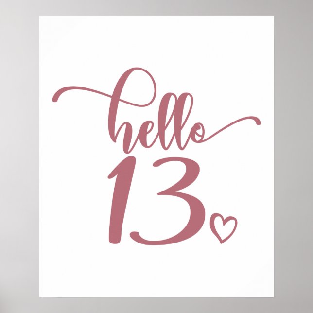 13th Birthday Women Hello 13 Cute 13 Years Old Poster (Front)