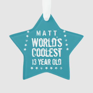 13th Birthday World's Coolest 13 Year Old Teal Z13 Ornament