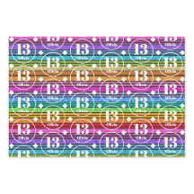 13th BirthdayCustom Name Age Wrapping Paper Sheets