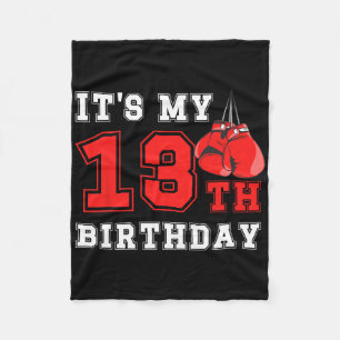 13th Boxing Birthday Party Thirteen Year Old Boxer Fleece Blanket