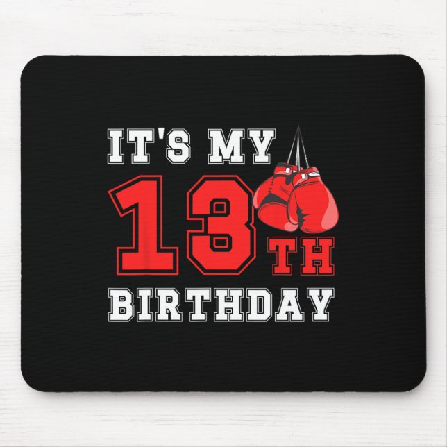 13th Boxing Birthday Party Thirteen Year Old Boxer Mouse Mat (Front)