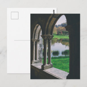 13th century Mediaeval gothic cloister by a lake Postcard