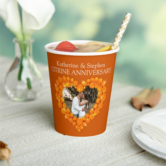 13th citrine Wedding anniversary heart photo  Paper Cups (Insitu)