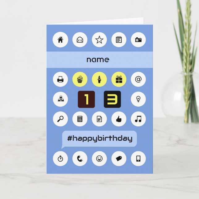 13th computing birthday add name personalised card (Front)