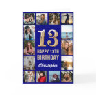 13th Happy Birthday Navy Blue & Gold Photo Collage