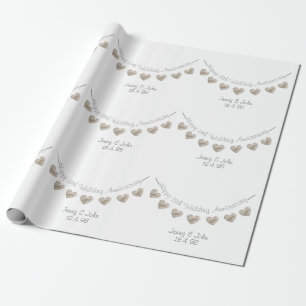 13th lace wedding anniversary bunting wrapping paper