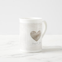 13th lace wedding anniversary cup with lace heart