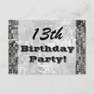 13th Or Any Age Birthday Party Silver Invitation