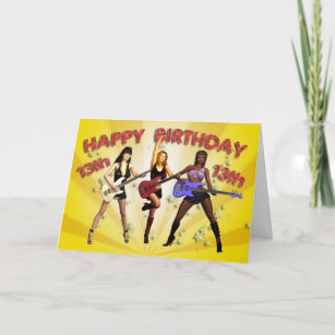 13th Rockin' birthday with a girl band Card