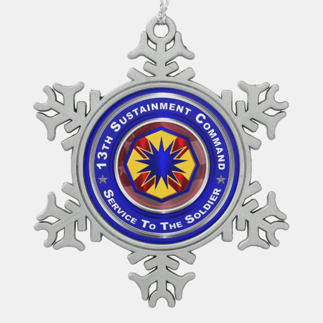 13th Sustainment Command Snowflake Pewter Christmas Ornament (Front)