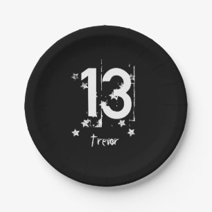 13th Teen Birthday Grunge Letters Stars C13Z1 Paper Plate