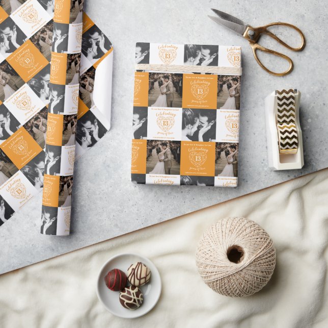13th Wedding Anniversary citrine 2 photos Wrapping Paper (Crafts)