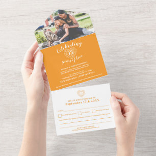13th wedding anniversary citrine orange RSVP photo All In One Invitation