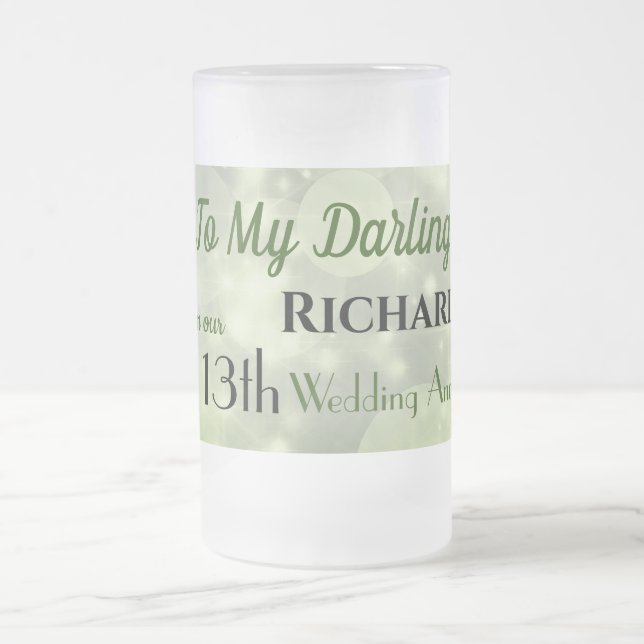13th Wedding Anniversary Husband   Frosted Glass Beer Mug (Center)