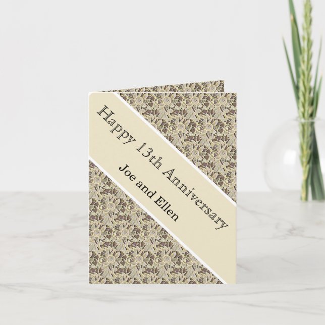 13th Wedding Anniversary, Lace Anniversary Card (Front)