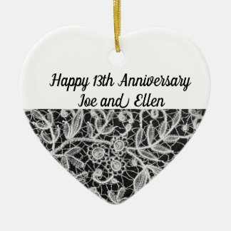 13th Wedding Anniversary, Lace Anniversary Ceramic Tree Decoration