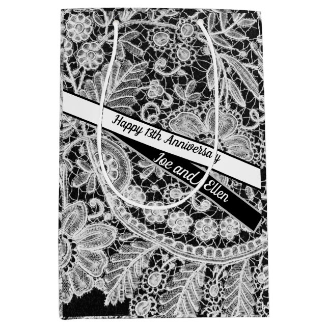 13th Wedding Anniversary, Lace Anniversary  Medium Gift Bag (Front)
