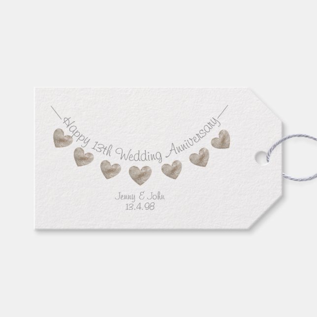 13th Wedding Anniversary lace gift tag (Front (Horizontal))