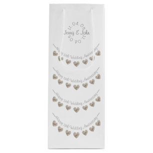 13th Wedding Anniversary lace heart wine bag