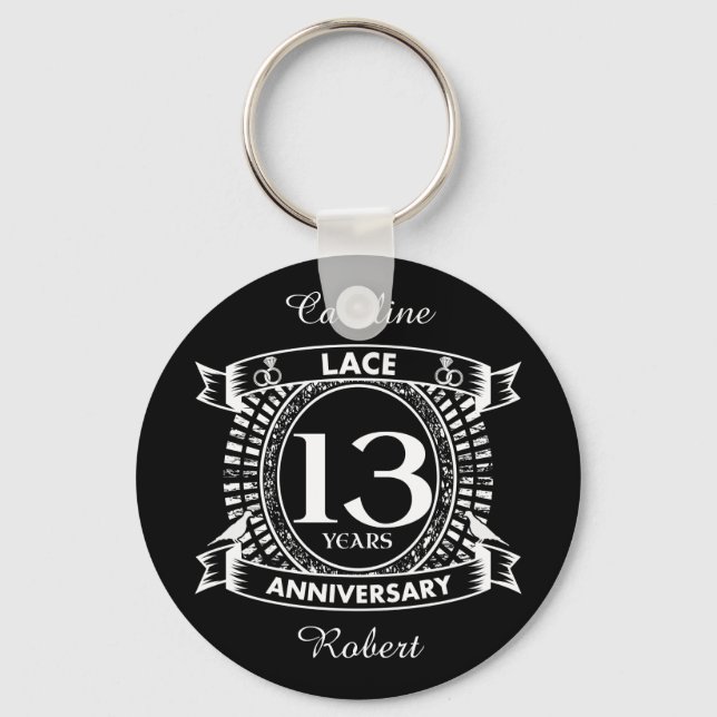 13TH wedding anniversary lace Key Ring (Front)