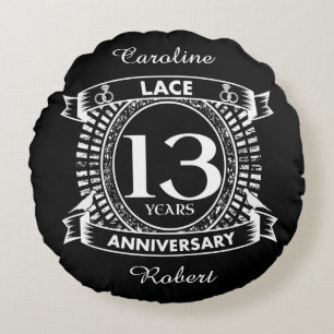 13TH wedding anniversary lace Round Cushion