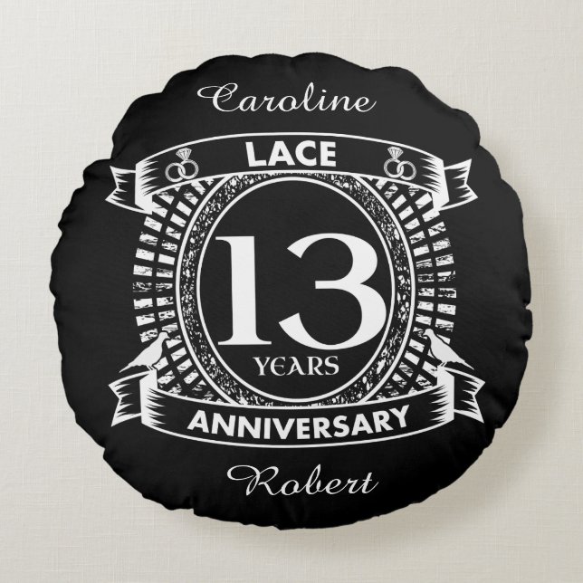 13TH wedding anniversary lace Round Cushion (Front)