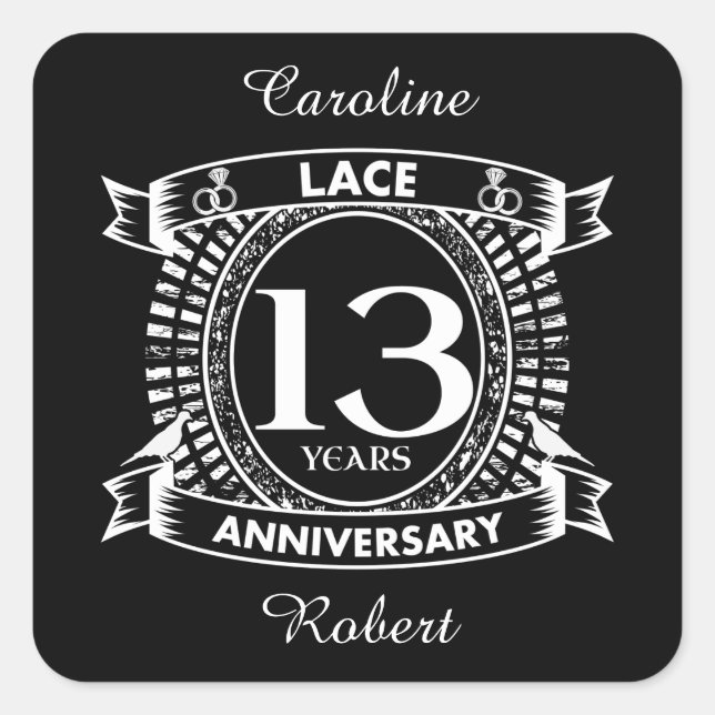 13TH wedding anniversary lace Square Sticker (Front)