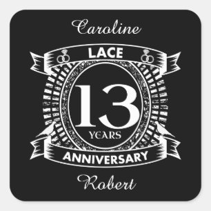 13TH wedding anniversary lace Square Sticker