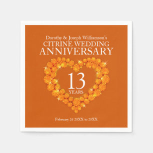 13th wedding anniversary party citrine orange napkin