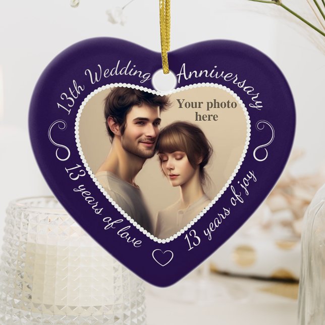 13th Wedding Anniversary Photo Ceramic Tree Decoration (Creator Uploaded)