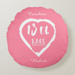 13th Wedding anniversary traditional lace Round Cushion