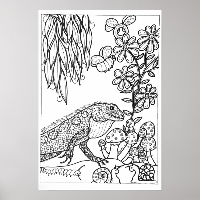 13x19 colouring poster with lizard (Front)